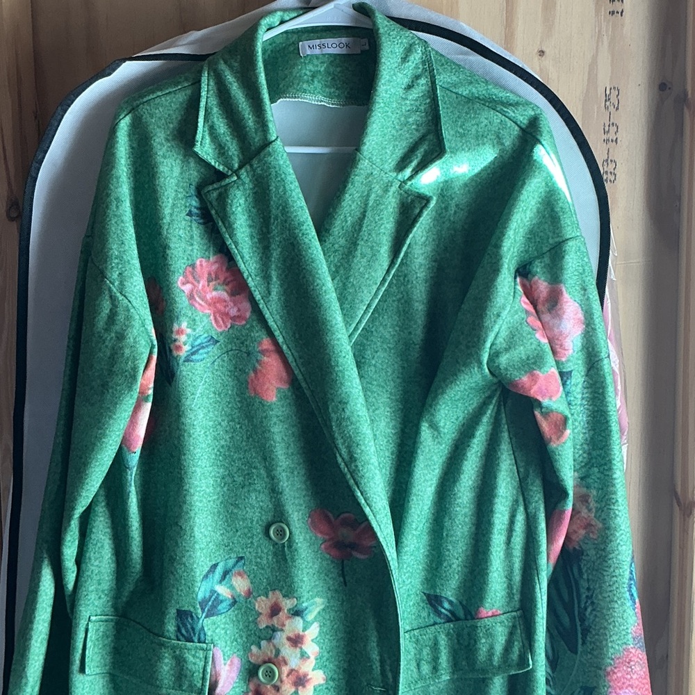 MISSLOOK Green Floral Blazer